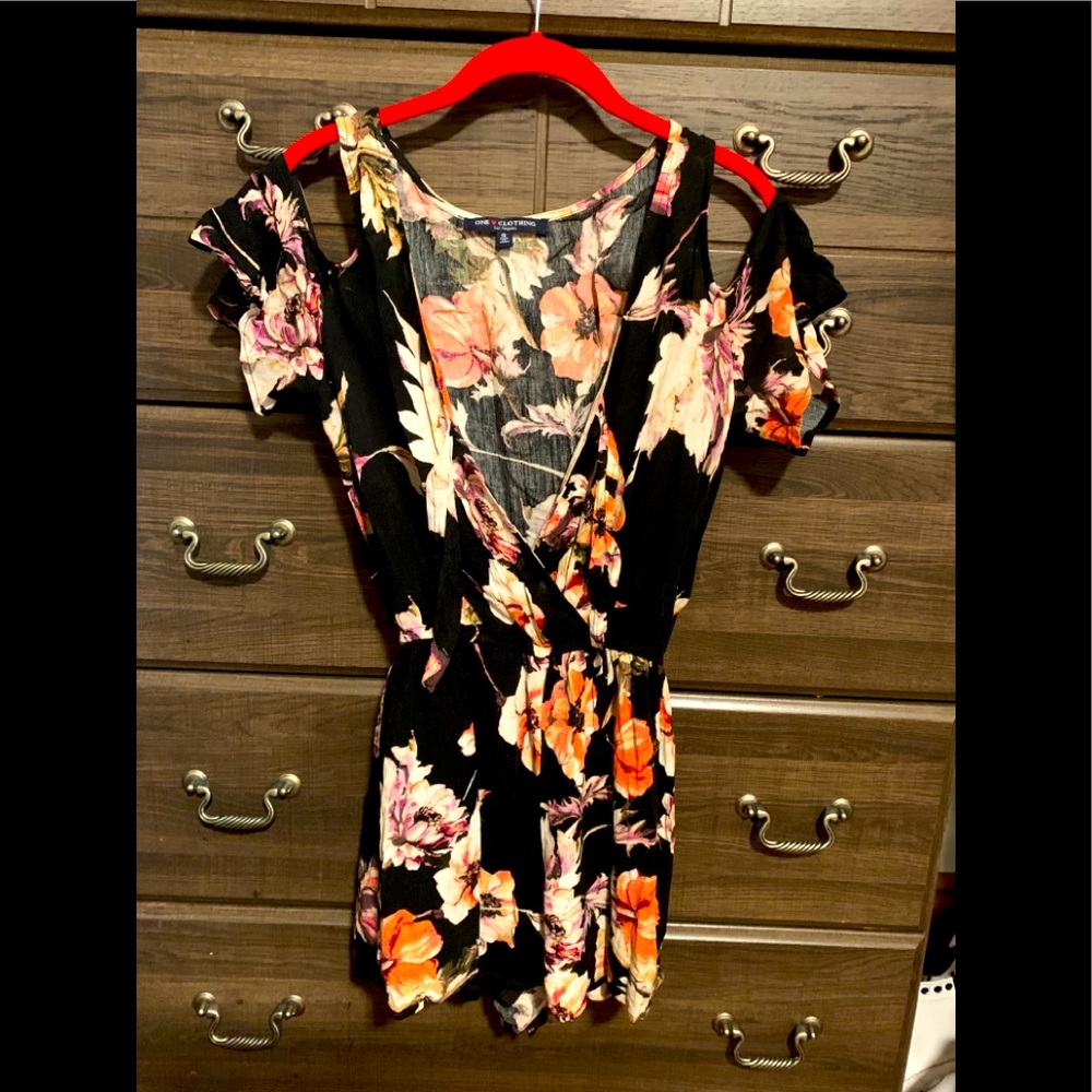 Black romper with flowers